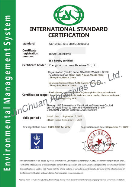 Κίνα ZHENGZHOU JINCHUAN ABRASIVES CO., LTD. Πιστοποιήσεις
